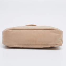 Pre Owned Prada Beige Tessuto Nylon Re-Edition 2000 Baguette Bag