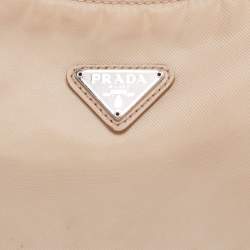 Pre Owned Prada Beige Tessuto Nylon Re-Edition 2000 Baguette Bag