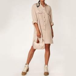 Pre Owned Prada Beige Tessuto Nylon Re-Edition 2000 Baguette Bag