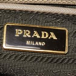 Pre Owned Prada Beige Saffiano Leather Executive Galleria Double Zip Tote