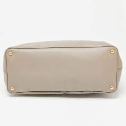 Pre Owned Prada Beige Saffiano Leather Executive Galleria Double Zip Tote
