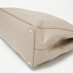 Pre Owned Prada Beige Saffiano Leather Executive Galleria Double Zip Tote