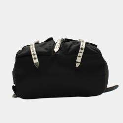 مملوكة مسبقًا Prada Black Nylon Studded Vela Backpack