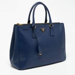 Pre Owned Prada Navy Blue Saffiano Lux Leather Large Galleria Tote
