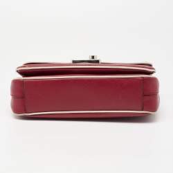 Pre Owned Prada Red/White  Saffiano Lux Leather Sound Top Handle Bag