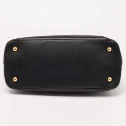Pre Owned Prada Black Saffiano Leather Medium Galleria Double Zip Tote