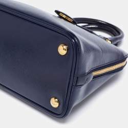 Pre Owned Prada Navy Blue Saffiano Patent Leather Small Promenade Satchel