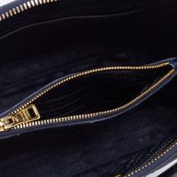 Pre Owned Prada Navy Blue Saffiano Patent Leather Small Promenade Satchel