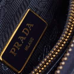 Pre Owned Prada Navy Blue Saffiano Patent Leather Small Promenade Satchel