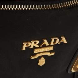 Pre Owned Prada Black Nylon Gaufre Chain Tote