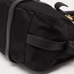 Pre Owned Prada Black Nylon Gaufre Chain Tote