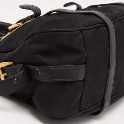 Pre Owned Prada Black Nylon Gaufre Chain Tote