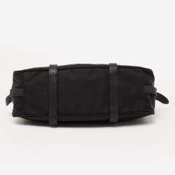 Pre Owned Prada Black Nylon Gaufre Chain Tote