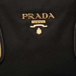Pre Owned Prada Black Nylon Gaufre Chain Tote