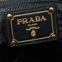 Pre Owned Prada Black Saffiano Lux Leather and Nylon Satchel