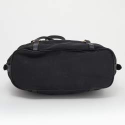 Pre Owned Prada Black Saffiano Lux Leather and Nylon Satchel