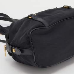 Pre Owned Prada Black Saffiano Lux Leather and Nylon Satchel