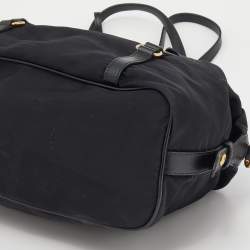Pre Owned Prada Black Saffiano Lux Leather and Nylon Satchel