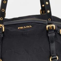 Pre Owned Prada Black Saffiano Lux Leather and Nylon Satchel