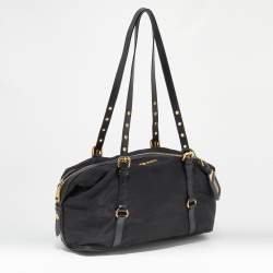 Pre Owned Prada Black Saffiano Lux Leather and Nylon Satchel