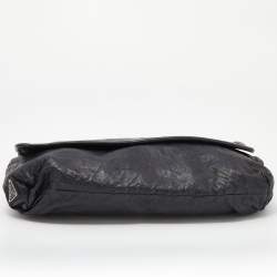 Pre Owned Prada Black Crackled Leather Oversized Flap Clutch