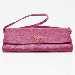 Pre Owned Prada Pink Vitello Move Leather Wallet On Strap