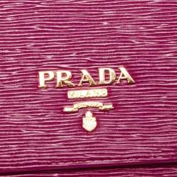 Pre Owned Prada Pink Vitello Move Leather Wallet On Strap