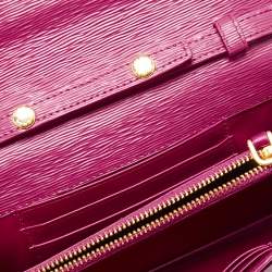 Pre Owned Prada Pink Vitello Move Leather Wallet On Strap