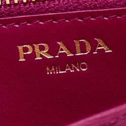 Pre Owned Prada Pink Vitello Move Leather Wallet On Strap