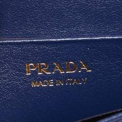 Pre Owned Prada Blue Vitello Move Leather Card Case