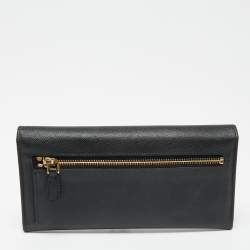 Pre Owned Prada Black Saffiano Metal Leather Logo Flap Continental Wallet