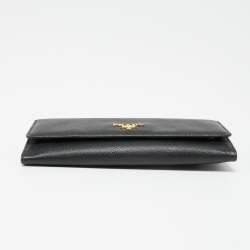 Pre Owned Prada Black Saffiano Metal Leather Logo Flap Continental Wallet