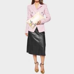 Pre Owned Prada Cream Leather Martini Glass Clutch