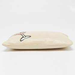 Pre Owned Prada Cream Leather Martini Glass Clutch