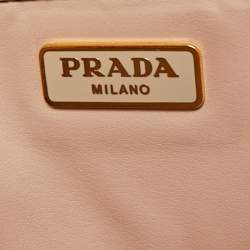 Pre Owned Prada Cream Leather Martini Glass Clutch