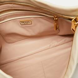 Pre Owned Prada Cream Leather Martini Glass Clutch