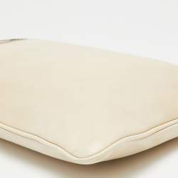 Pre Owned Prada Cream Leather Martini Glass Clutch