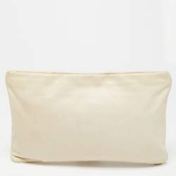 Pre Owned Prada Cream Leather Martini Glass Clutch