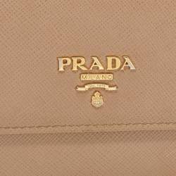 Pre Owned Prada Beige Saffiano Lux Leather French Wallet