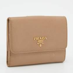 Pre Owned Prada Beige Saffiano Lux Leather French Wallet