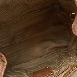 Pre Owned Prada Beige/Brown Canvas and Leather Tote