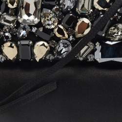 Pre Owned Prada Black Satin Crystal Embellished Clutch