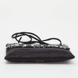 Pre Owned Prada Black Satin Crystal Embellished Clutch