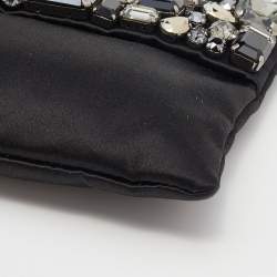 Pre Owned Prada Black Satin Crystal Embellished Clutch