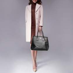 Pre Owned Prada Black Saffiano Leather Medium Double Handle Tote