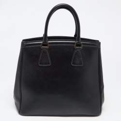 Pre Owned Prada Black Saffiano Leather Medium Double Handle Tote
