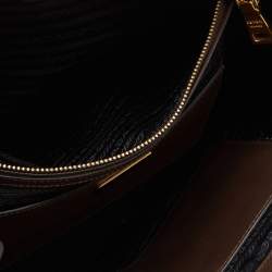 Pre Owned Prada Brown/Black Saffiano Lux Leather Gardener's Tote