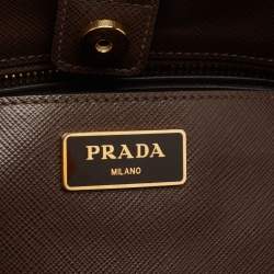 Pre Owned Prada Brown/Black Saffiano Lux Leather Gardener's Tote