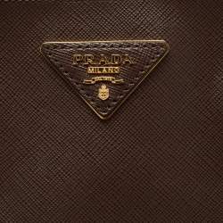 Pre Owned Prada Brown/Black Saffiano Lux Leather Gardener's Tote