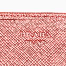 Pre Owned Prada Red Saffiano Metal Leather Logo Flap Continental Wallet